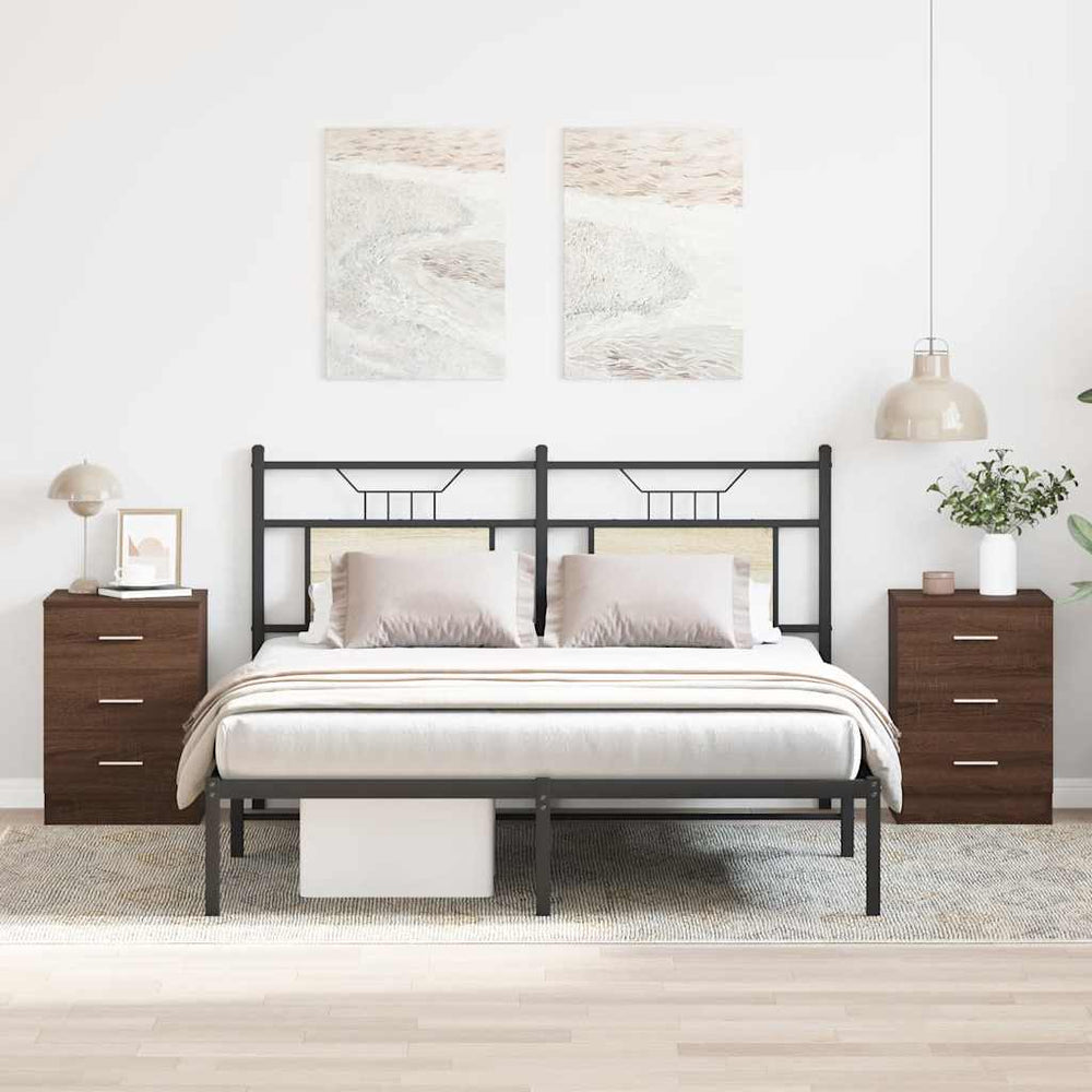 Nachttische 2er Set Braun Eichenoptik