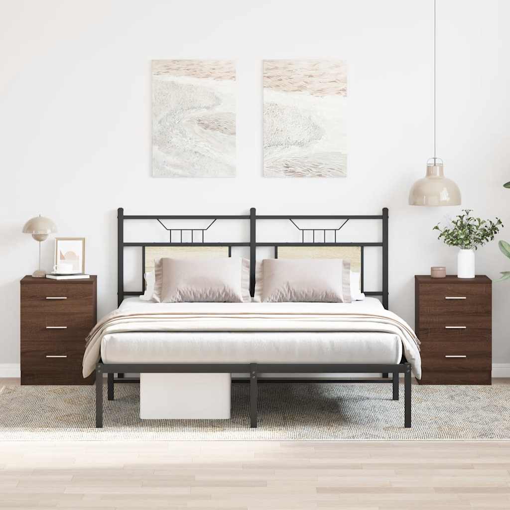 Nachttische 2er Set Braun Eichenoptik