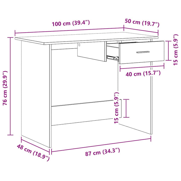 Schreibtisch Grau Sonoma 100x50 cm