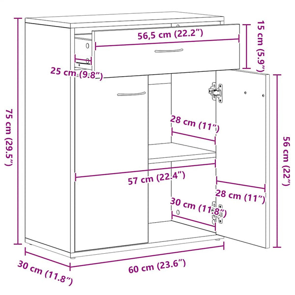 Sideboard Räuchereiche 60x30x75 cm