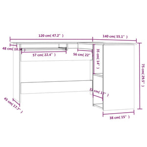 Eckschreibtisch Grau Sonoma 120x140 cm