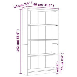 vidaXL Bibliothèque 4 étagères gris Sonoma 80x24x142 cm Bois d'ingénierie