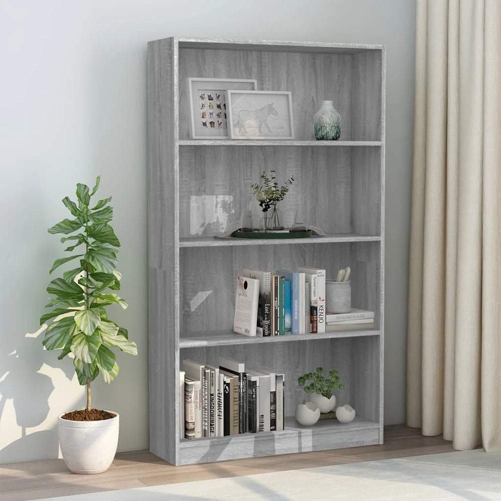 vidaXL Bibliothèque 4 étagères gris Sonoma 80x24x142 cm Bois d'ingénierie