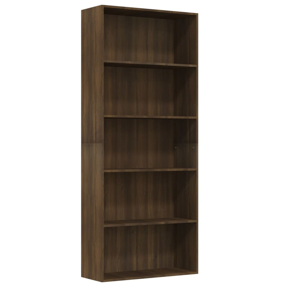 vidaXL Bibliothèque 5 étagères Marron aspect chêne 80x30x189 cm