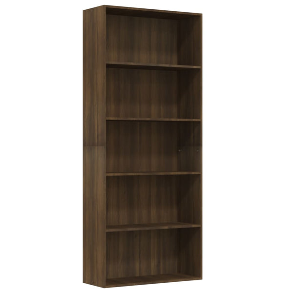 Bücherregal Braun Eichen-Optik 5 Fächer