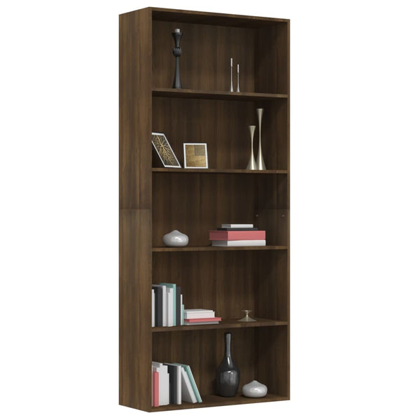 Bücherregal Braun Eichen-Optik 5 Fächer