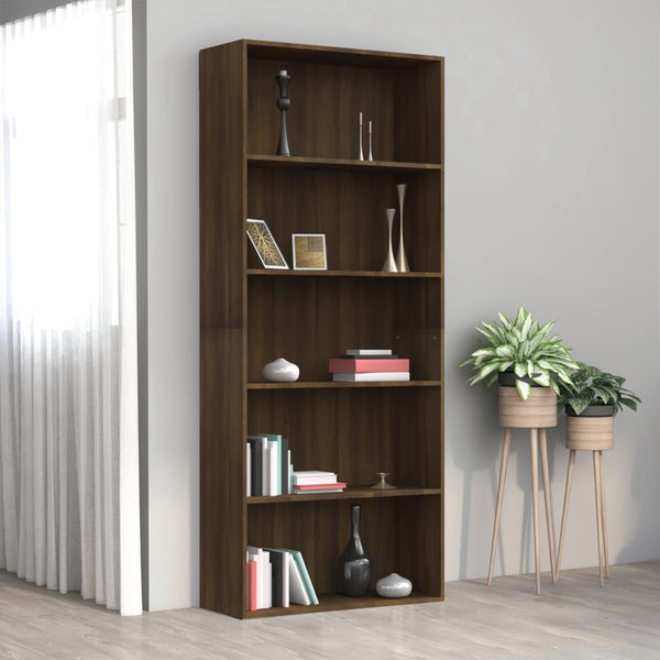 Bücherregal Braun Eichen-Optik 5 Fächer