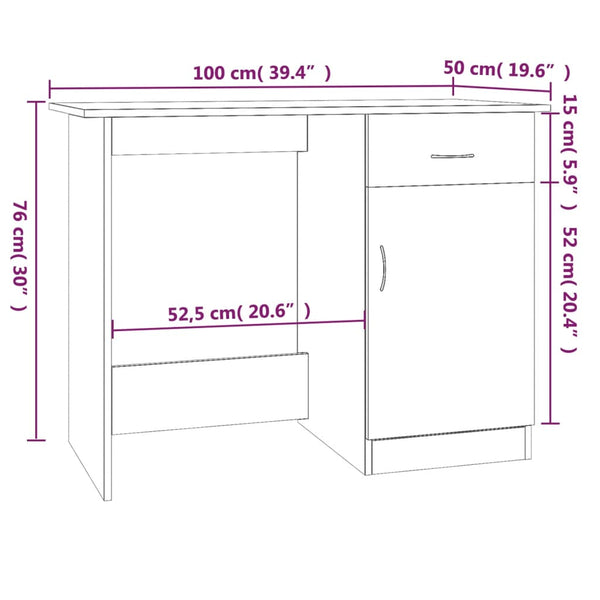 Schreibtisch Braun Eichenoptik 100x50 cm
