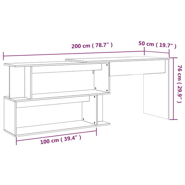 Eckschreibtisch Braun Eichenoptik 200 cm