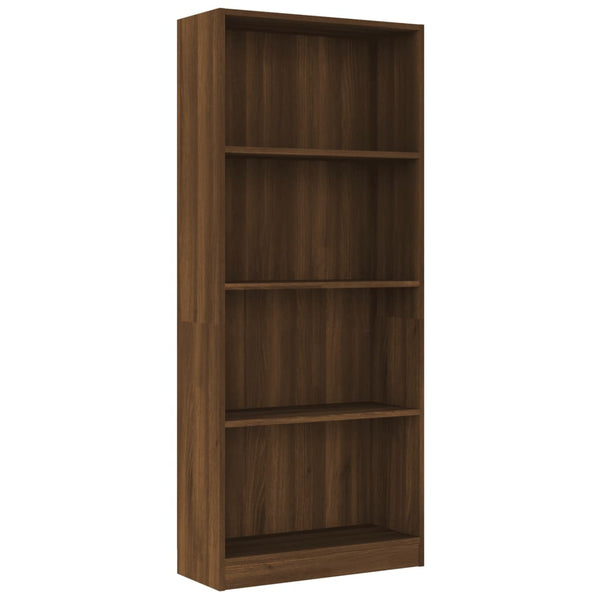 Bücherregal Braun Eichen-Optik, 4 Fächer
