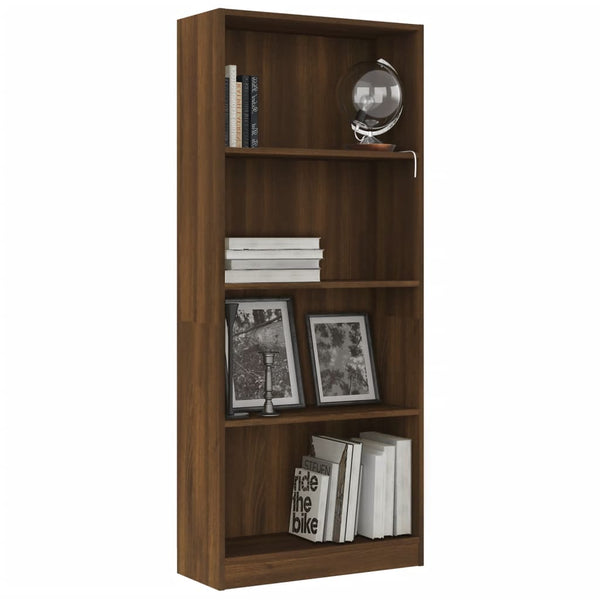Bücherregal Braun Eichen-Optik, 4 Fächer