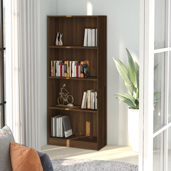 Bücherregal Braun Eichen-Optik, 4 Fächer