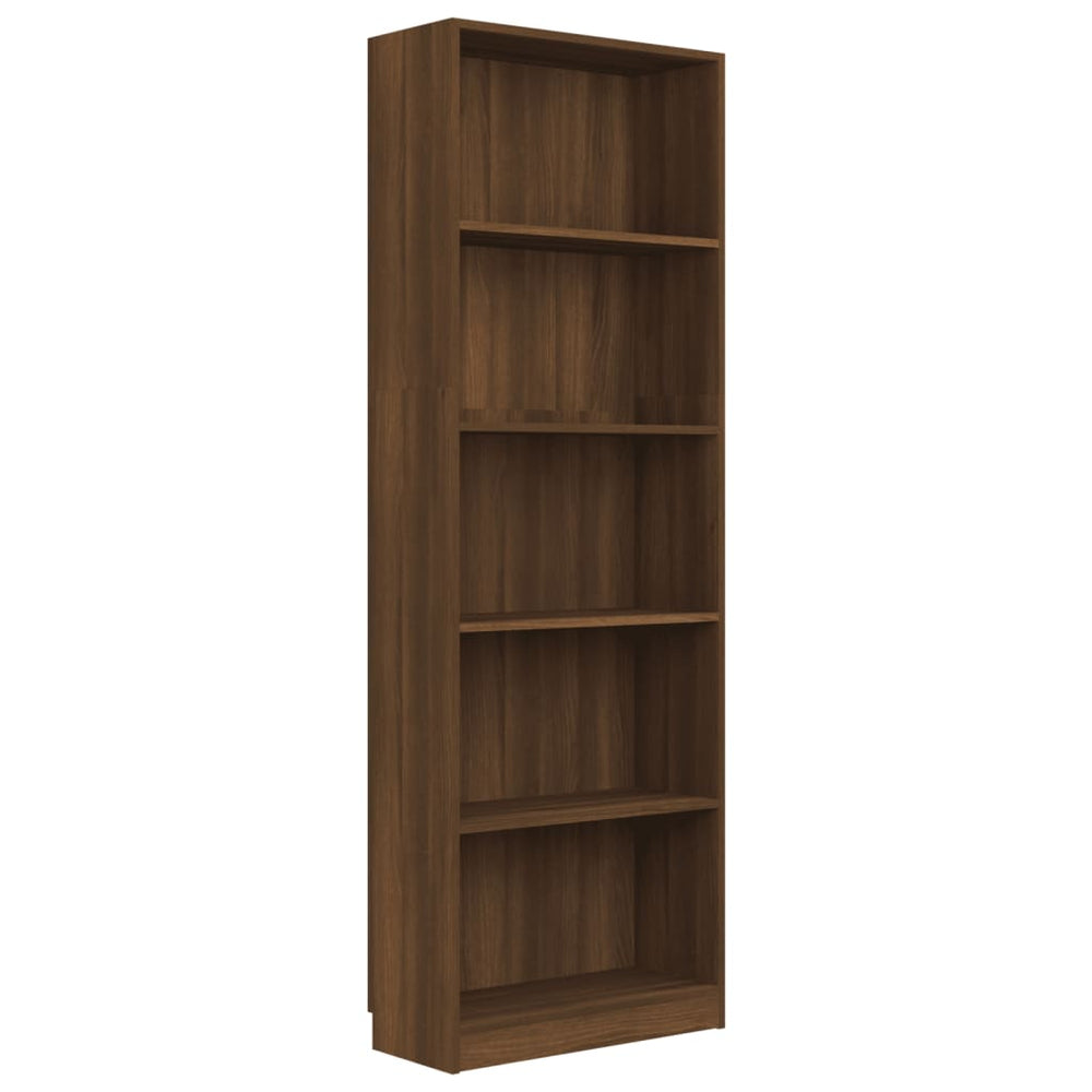 vidaXL Bibliothèque 5 compartiments marron aspect chêne 60x24x175 cm Bois d'ingénierie