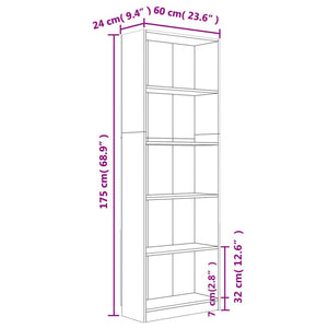 Bücherregal Braun Eichen-Optik 60x24x175