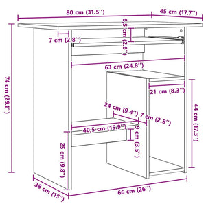 Schreibtisch Grau Sonoma 80x45 cm