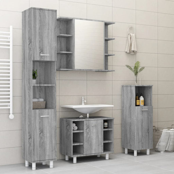 Bad Spiegelschrank Grau Sonoma 80 cm