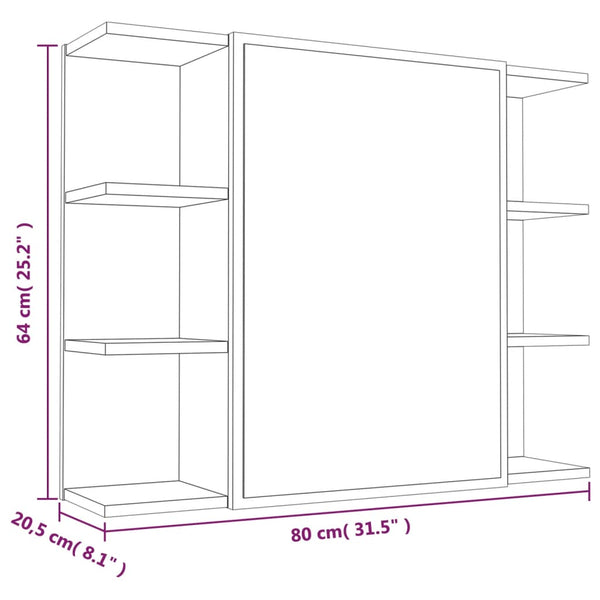 Bad Spiegelschrank Grau Sonoma 80 cm