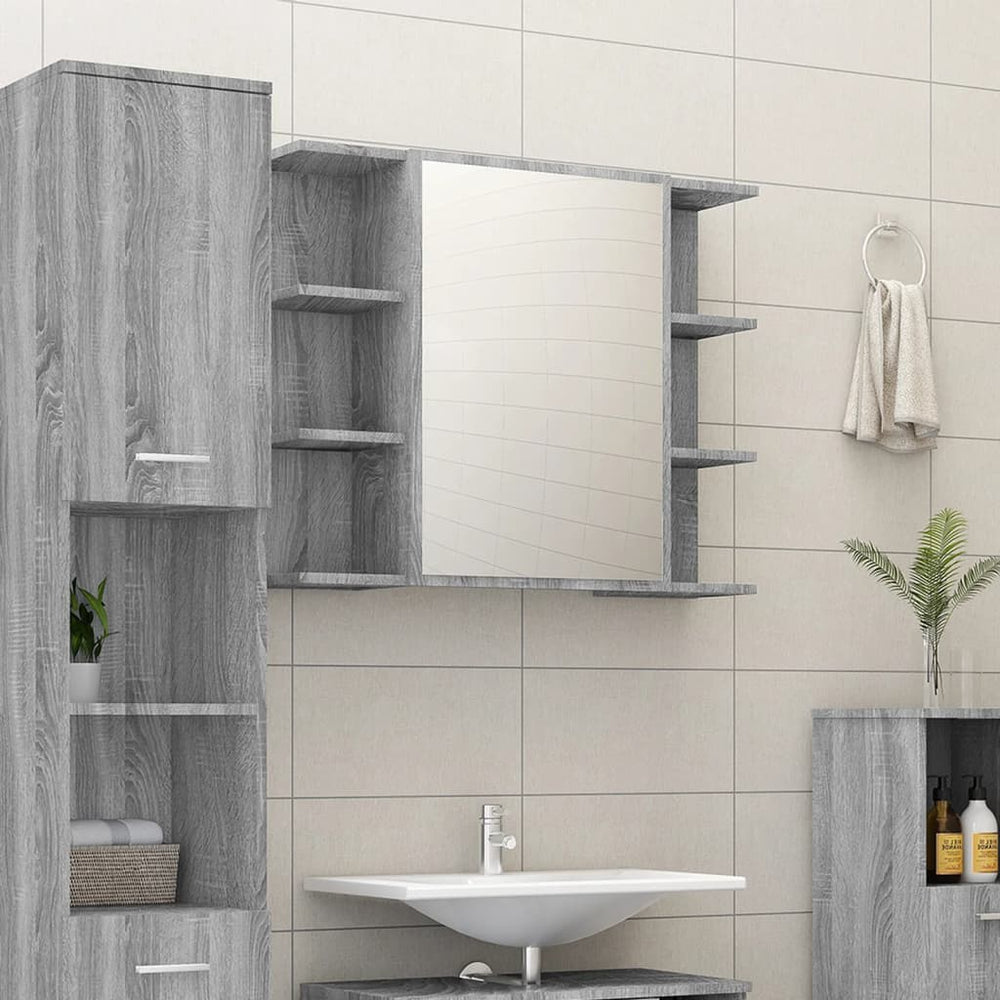 Bad Spiegelschrank Grau Sonoma 80 cm