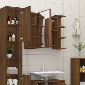 Bad Spiegelschrank Braun Eiche 80x64 cm