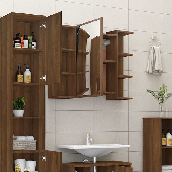Bad Spiegelschrank Braun Eiche 80x64 cm