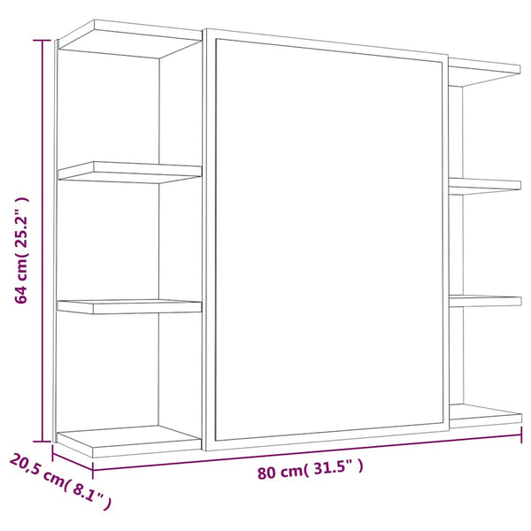 Bad Spiegelschrank Braun Eiche 80x64 cm