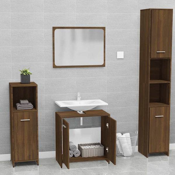 vidaXL Ensemble de meubles de salle de bain Marron aspect chêne Bois d'ingénierie