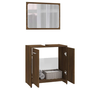 vidaXL Ensemble de meubles de salle de bain Marron aspect chêne Bois d'ingénierie