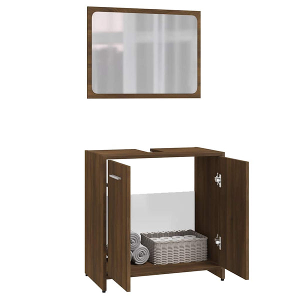 vidaXL Ensemble de meubles de salle de bain Marron aspect chêne Bois d'ingénierie