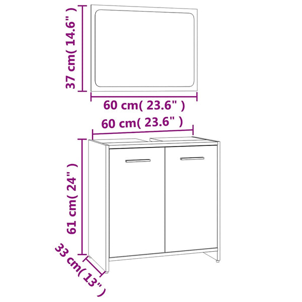 vidaXL Ensemble de meubles de salle de bain Marron aspect chêne Bois d'ingénierie