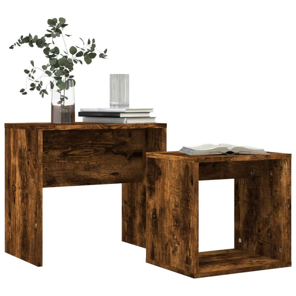 vidaXL Tables gigognes 2 pcs Chêne fumé Bois d'ingénierie