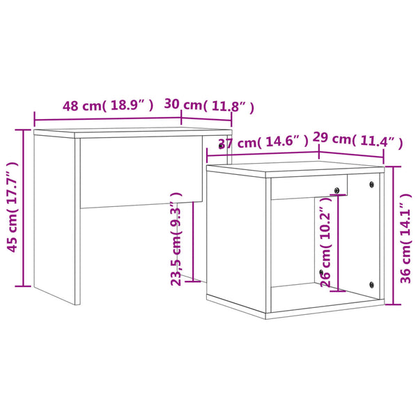 vidaXL Tables gigognes 2 pcs Chêne fumé Bois d'ingénierie