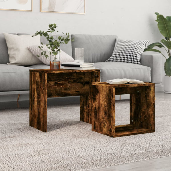 vidaXL Tables gigognes 2 pcs Chêne fumé Bois d'ingénierie