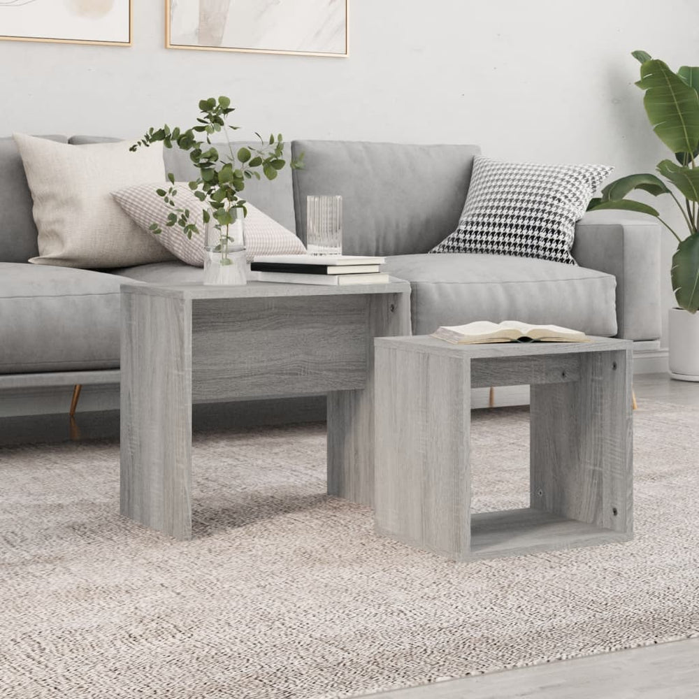 vidaXL Nesting Tables 2 pcs Grey Sonoma Engineered Wood