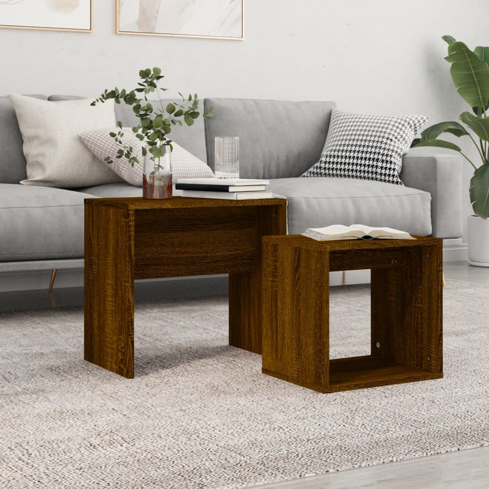 vidaXL Nesting Tables 2 pcs Brown Oak-Look Engineered Wood
