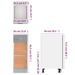 Unterschrank Lyon Grau Sonoma 30x46x81,5 cm