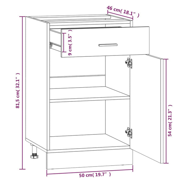 Unterschrank Lyon Grau Sonoma 50 cm