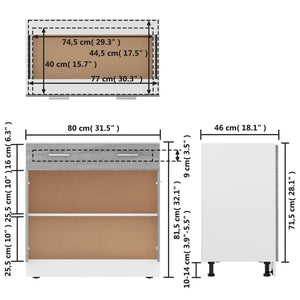 Unterschrank Grau Sonoma 80cm
