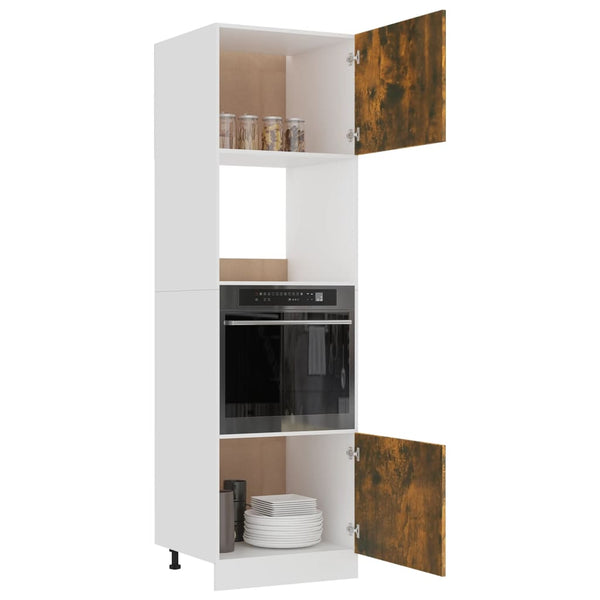 vidaXL Meuble de cuisine pour micro-ondes Lyon chêne fumé 60x57x207 cm Aggloméré