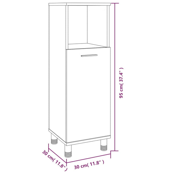 Badschrank Räuchereiche 30x30x95 cm