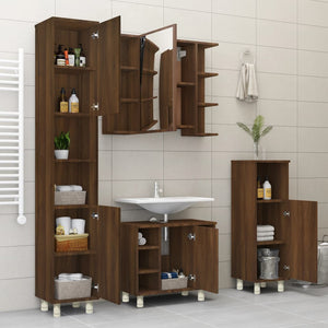 Badschrank Braun Eichenoptik 30x30x95 cm