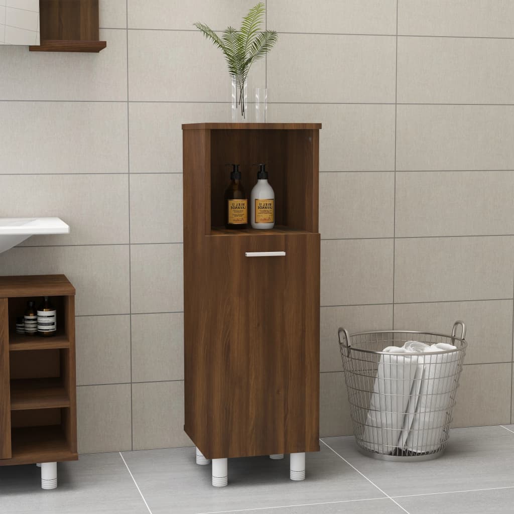 Badschrank Braun Eichenoptik 30x30x95 cm