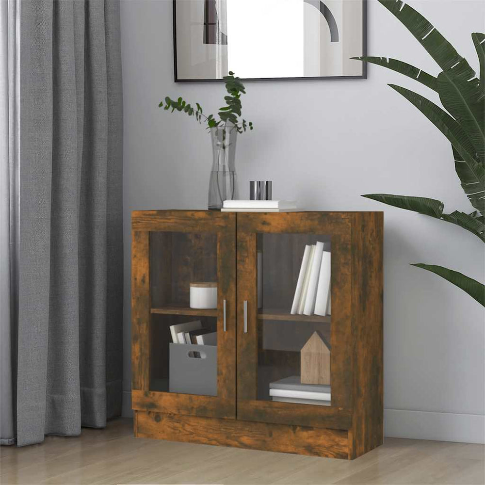 vidaXL Vitrine chêne fumé 82,5x30,5x80 cm bois d'ingénierie