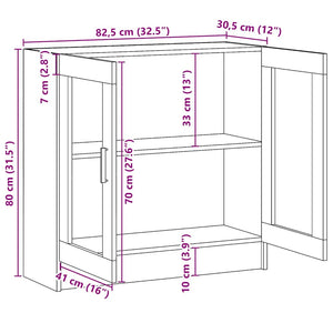 Grauer Vitrinenschrank Sonoma, 82,5 cm