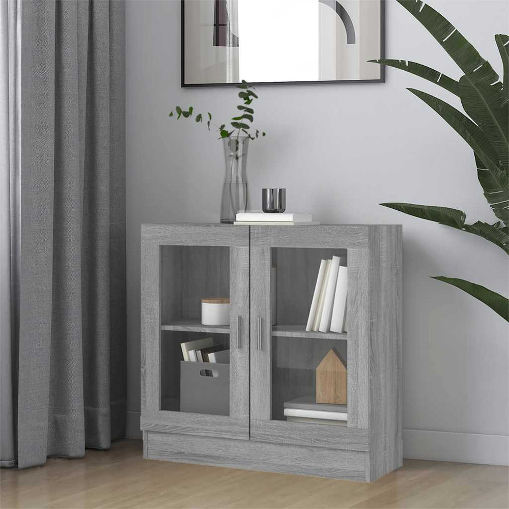 vidaXL Armoire vitrine gris sonoma 82,5x30,5x80 cm bois d'ingénierie