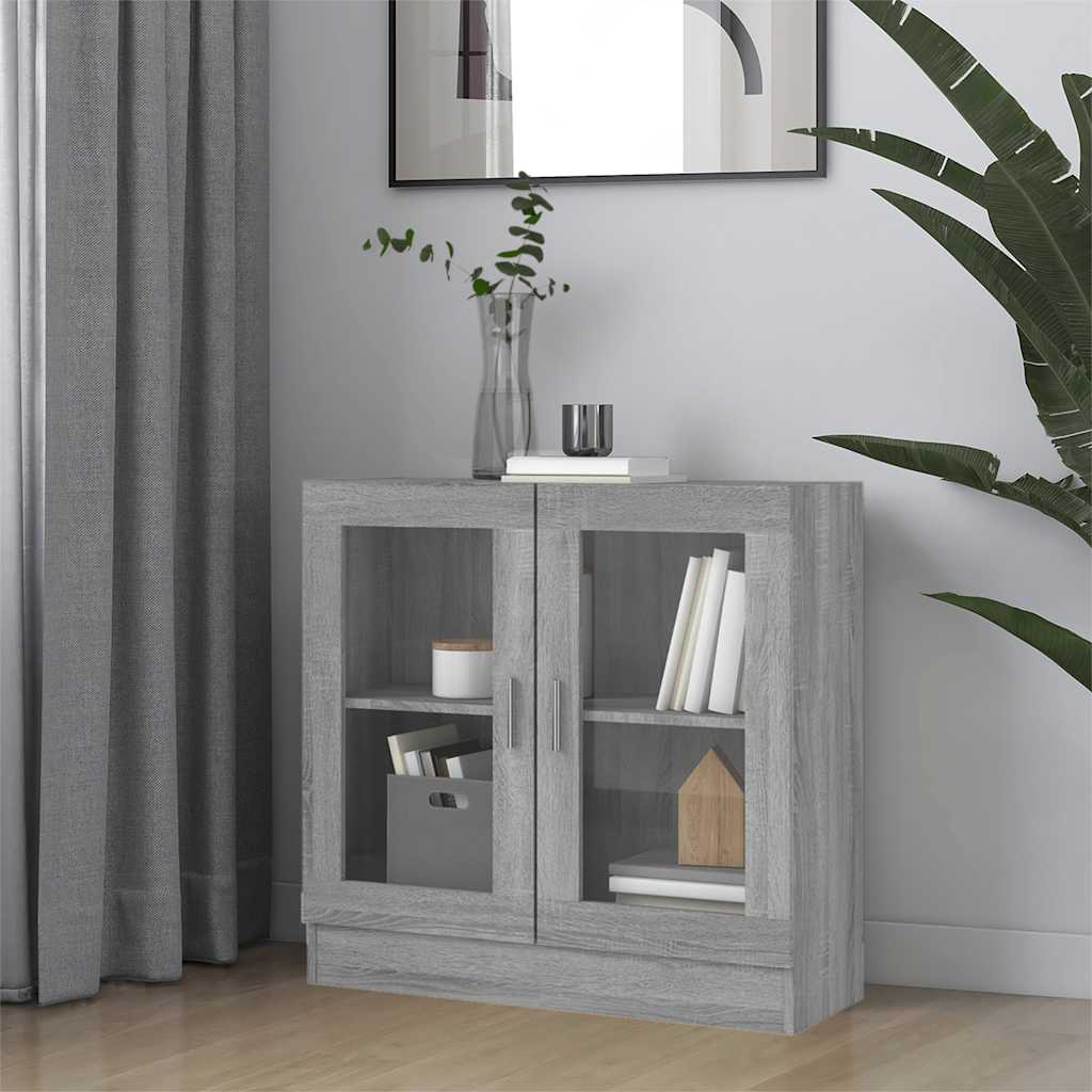 Grauer Vitrinenschrank Sonoma, 82,5 cm