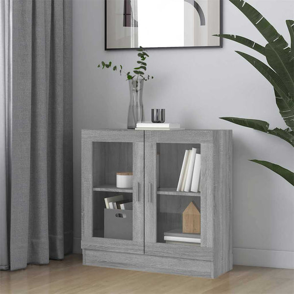 Grauer Vitrinenschrank Sonoma, 82,5 cm