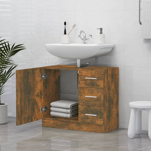 Waschbeckenschrank Räuchereiche 63 cm