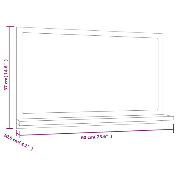 Badspiegel Grau Sonoma 60 cm mit Ablage