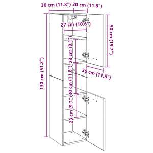 Badezimmerschrank Räuchereiche 30x30x130 cm
