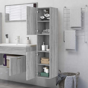 Badezimmerschrank Grau Sonoma 30x30x130 cm